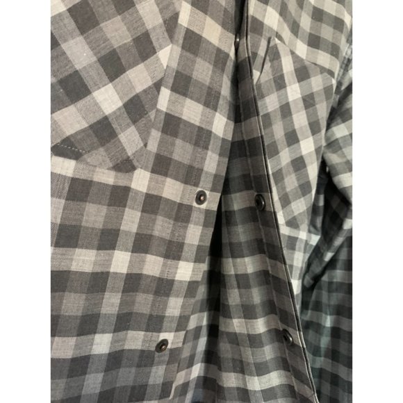 Theory Black & Grey Checkered Cotton Shirt Size S - Picture 4 of 6